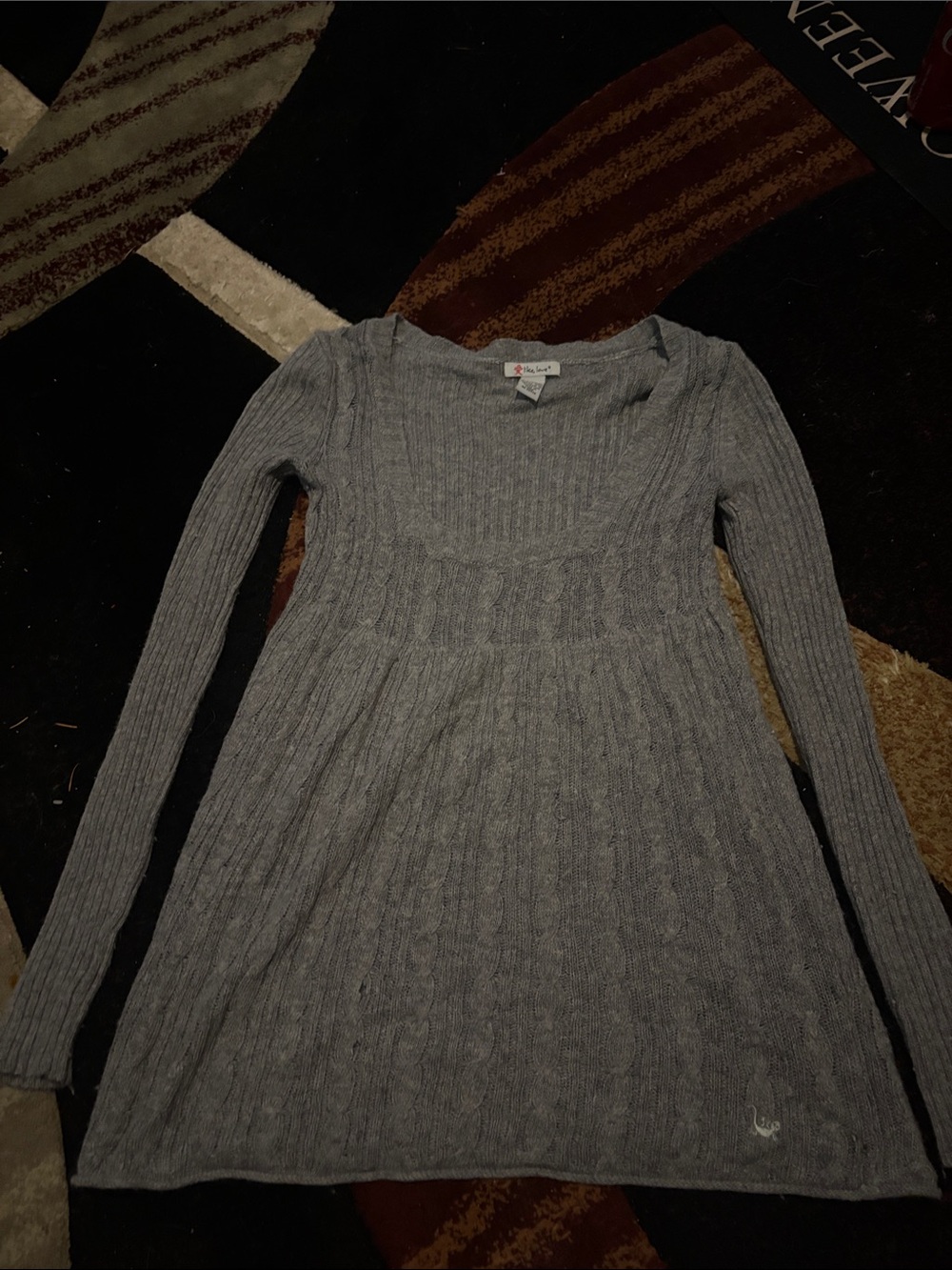 Y2K Gray Knit Long-Sleeve Top
